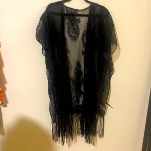 Black Shawl - Casual with Straw Detailing